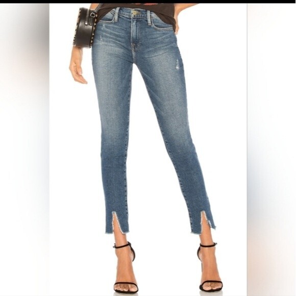 Frame Skinny Jeans Le High Skinny Double Needle Stretch Raw Hem VEE 27 - Picture 1 of 12
